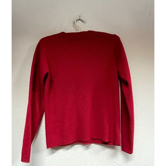 Charter Club Classics V-Neck Sweater Womens Large Red Pure New Wool Ribbed Knit - Picture 2 of 8